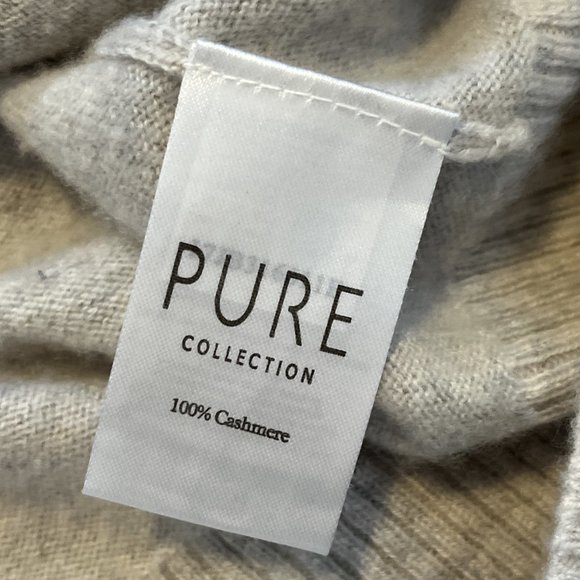 Pure Collection 100% Cashmere Cardigan Sweater SZ 8/10 Button Up V Neck Gray - Picture 8 of 10